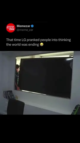 ☢️💥 The LG Apocalypse prank was a viral marketing stunt by LG to showcase the realistic quality of their Ultra HD TVs. They secretly replaced a window in a fake job interview room with a large LG TV showing a hyper-realistic view of a city skyline. During the interview, a fake meteor appeared on the “window,” creating the illusion of an apocalyptic event outside. The unsuspecting applicants panicked, believing they were witnessing a real disaster. Once the prank was revealed, their reactions were caught on camera, highlighting the TV’s lifelike display. The video quickly spread online, boosting LG’s brand visibility and emphasizing the realism of their screens in a humorous and dramatic way. Like this content? Follow us for more @memezar ❤️ 