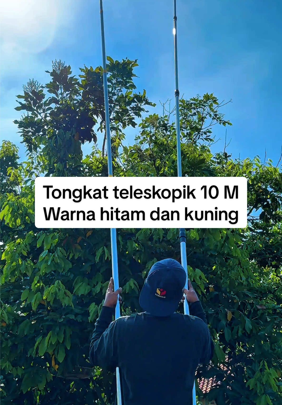 Membalas @dewakadekarsana tiang tongkat teleskopik 10 Meter warna hitam dan kuning #tongkatteleskopik #galah #tiangpetikbuah 