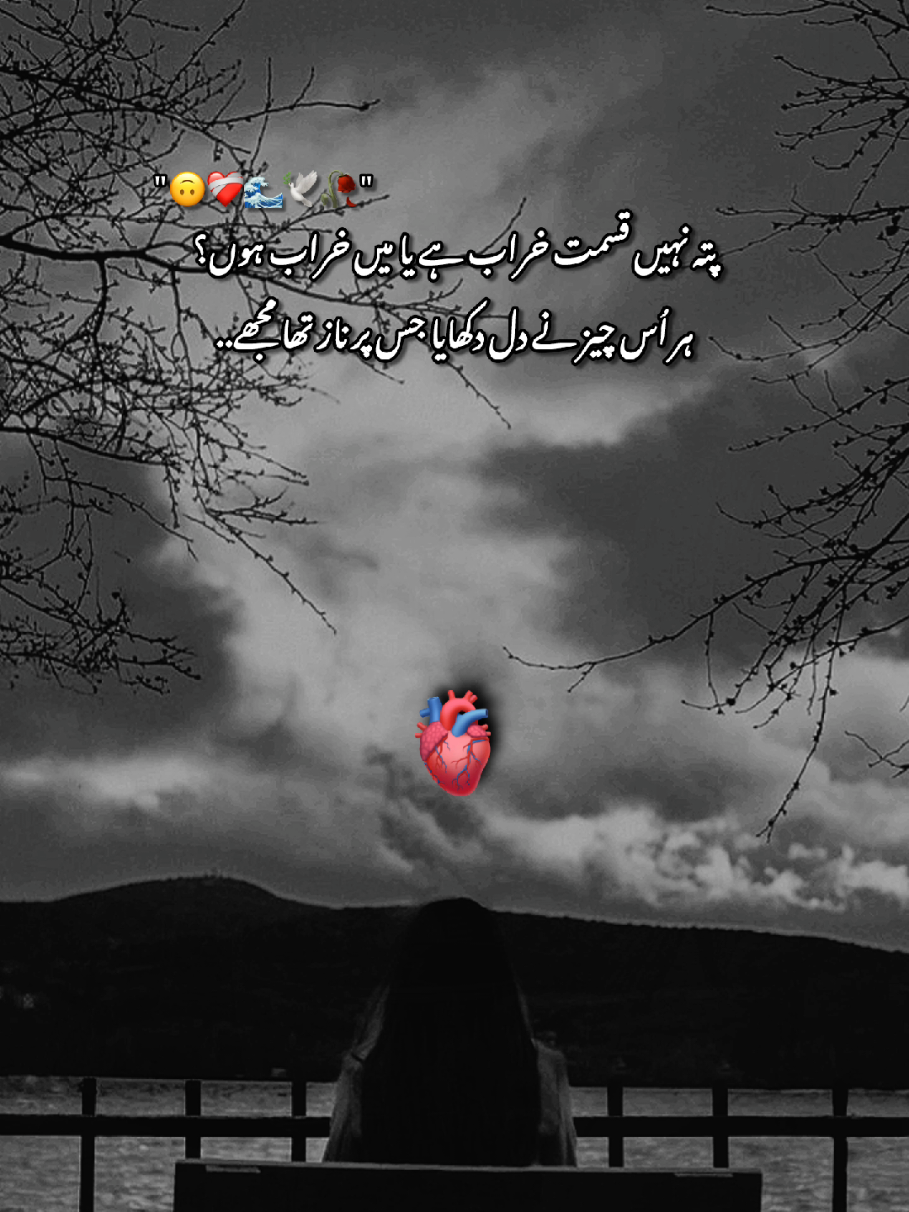 پتہ نہیں قسمت خراب ہے یا میں خراب ہوں؟ ہر اُس چیز نے دل دکھایا جس پر ناز تھا مجھے.. #unfreezmyaccoutplzzz🥺🥀 #fypシ゚viral🖤tiktok #viewproblem💔🥺🙏🙏 #sadpoetry #viral_video_tiktok 