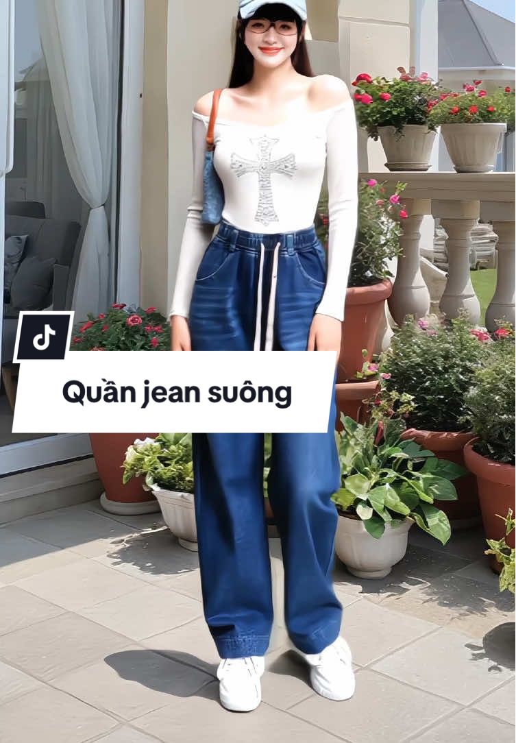 Quần jean nữ ống suông thời trang #quanjeannu #quanjeansuong #quanjeanongrong #quanjean #xuhuong 