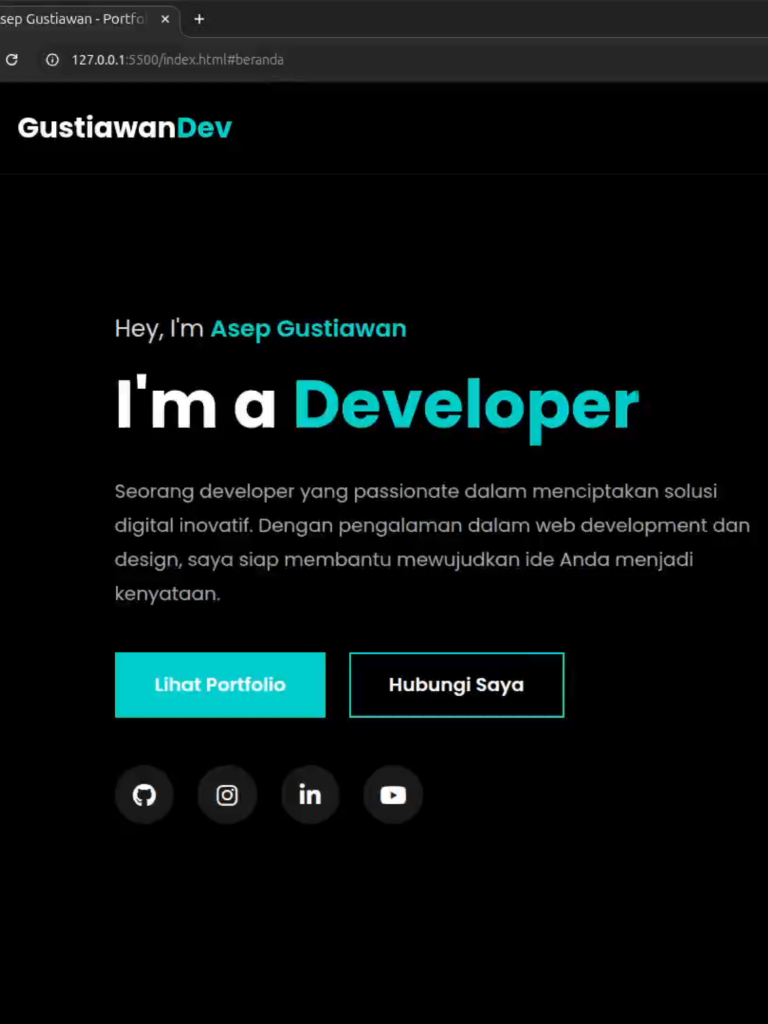 website portofolio tema hijau toska glow menyala nyala wi #WebDevelopment #WebDeveloper #WebDesign #FreelanceWebDev #WebPortofolio