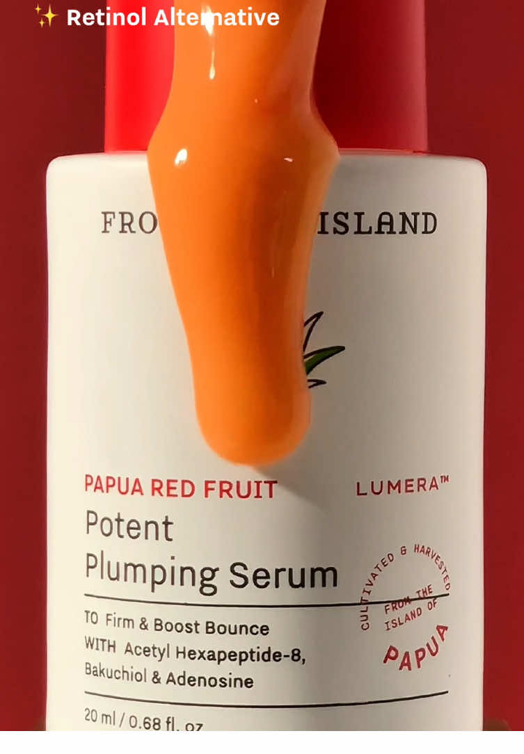 Infused with a potent blend of Papua Red Fruit Extract, Adenosine, Acetyl-Hexapeptide-8, and Bakuchiol. To lift, firm, and regenerate skin for a youthful, radiant complexion. 🤩✨ #PapuaRedFruit #PlumpingSerum #AntiAging #FromThisIsland 