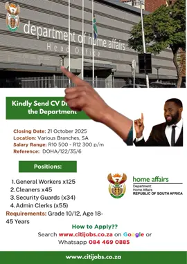 Apply Home Affairs Vacancies 2025 #jobs #vacancies #vacancies2025 #sama28 #fyp #learnerships #internships #homeaffairs #homeaffairssa 