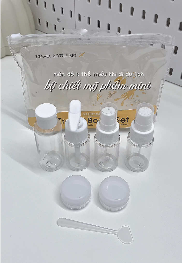 Bộ chiết mỹ phẩm mini khi đi du lịch màu trắng 🫧🫧🫧 #unboxing #bochietmypham #bochietmyphammini #chietmyphammini #chietmyphamdulich 