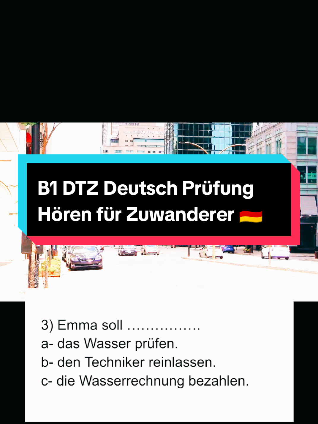 B1 DTZ Deutsch Prüfung Hören🇩🇪 Was ist richtig ? a , b  oder c ✅❓  schreibe deine Antwort in die Kommentare ✍️ ✅🥳💯 @Deutsch Key  @Deutsch Key  @Deutsch Key  #deutschlernen #deutsch #learngerman #deutschland #german 