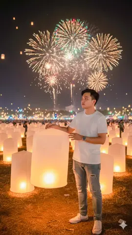 แจกคำสั่งทำรูป Ai ด้วย Gemini ประเพณียี่เป็งเชียงใหม่ 1. เข้า Gemini 2. ใส่รูปภาพของเราลงไป (ที่เห็นหน้าชัดๆ) 3.ใส่ คำสั่ง ในคอมเม้นท์ที่ผมลงไว้ให้ สร้างภาพบุคคลตามภาพต้นฉบับยืนจับโคมลอยกำลังจะปล่อย แต่งตัวลำลองทันสมัย เสื้อยืดสีขาว กางเกงยีนส์ รองเท้าผ้าใบ ใส่นาฬิกาrolex ด้านหลังเป็นวิวเทศกาลปล่อยโคมลอยที่กำลังจะลอยขึ้นความสูงพ้นหัว ประเพณียี่เป็ง เชียงใหม่เห็นโคมไฟนับพัน และมีจุดพรุสวยงามบนท้องฟ้า แสงสีทองอบอุ่น บรรยากาศธรรมชาติสมจริง สวยงาม #gemini #ai #airport  #มาแรงในtiktok #มาสร้างรูปกัน 