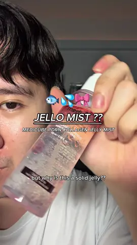 Medicube released a JELLY PDRN collagen mist?? I’ve never seen a solid mist before so I had to try it myself #medicube #pdrn #collagenskincare #facemist #koreanskincare 