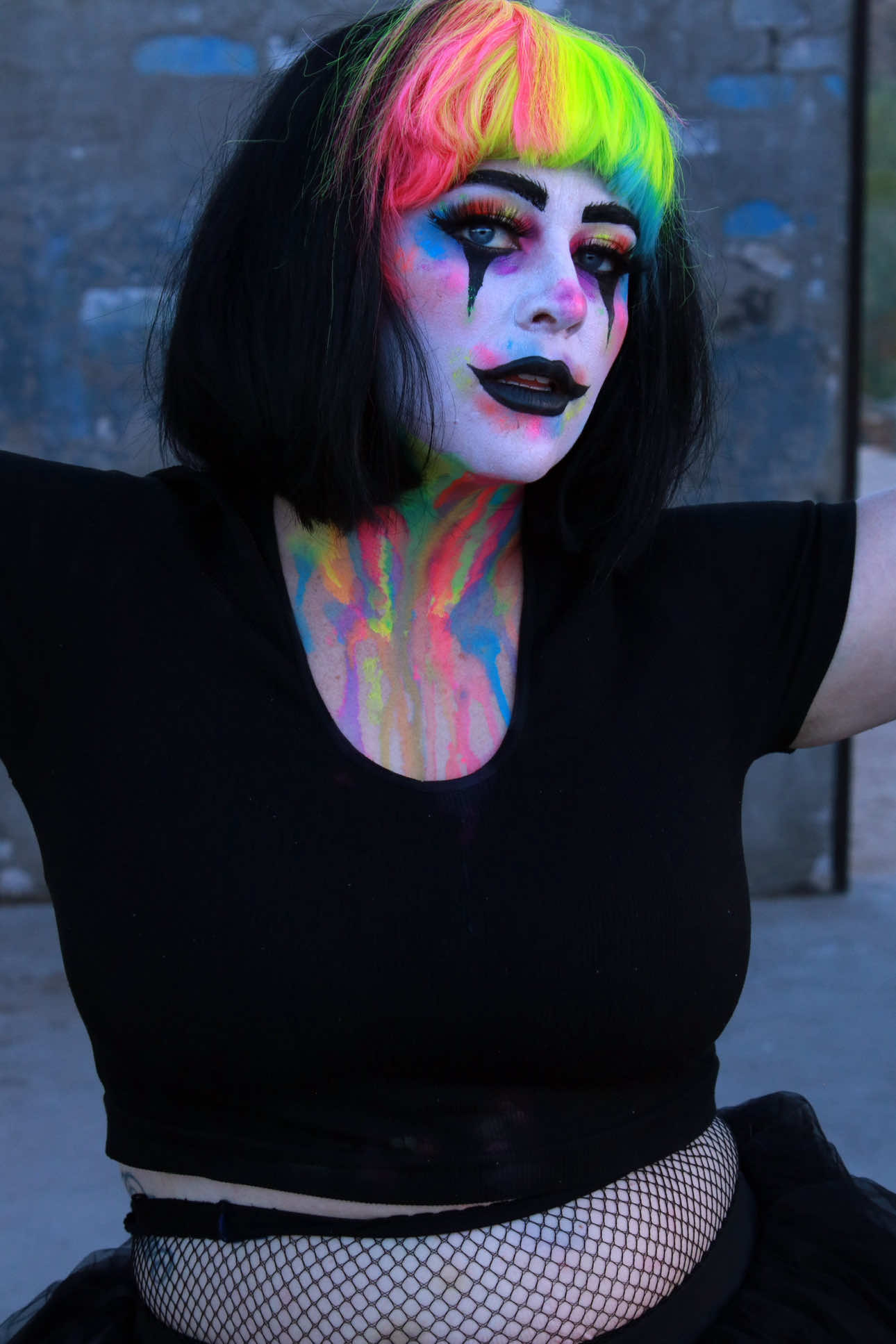 #onthisday I do not miss blue hair at allllll 😂 #clownmakeup #clowncheck #clowncore #halloweenmakeup 