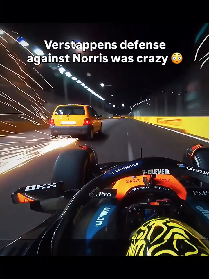 Norris just couldn’t get past Verstappen in the mighty Twingo! #F1 #Formula1 #SingaporeGP #formel1 #formulaone #f1memes #motorsport #racing #twingo #formulauno