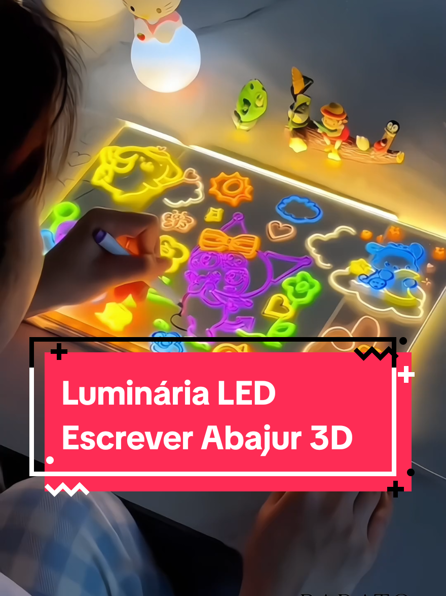 Luminária LED Escrever Abajur 3D Quadro de Notas Acrílico* #Luminária #LumináriaLED #LumináriaLEDEscrever #LumináriaLEDEscreverAbajur