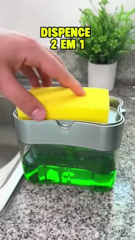 Dispenser Porta Detergente Sabão 2 em 1 Suporte para Esponja 380ml Premium #casaprática  #dicasdecozinha  #achadinhostiktok  #foryoupage  #tiktokshop 