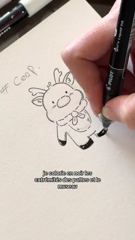 5. Cerf 🦌 : Tuto dessin d’un cerf #inktober2025 #tutodessin #drawing #doodle  #dessin 