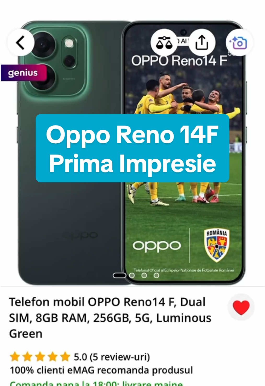 Descoperă noul Oppo Reno 14F 5G – un telefon cu ecran AMOLED de 6,57 inci la 120Hz, procesor Snapdragon 6 Gen 1, cameră principală de 50MP cu AI Flash Photography și o baterie imensă de 6000 mAh cu încărcare rapidă 45W. În plus, are rezistență IP69 la apă și praf și rulează Android 15 cu ColorOS 15. #oppo #telefon #galaxy #techtok #android 