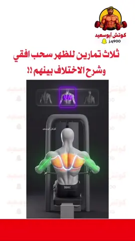 تمارين الظهر سحب افقي وشرح الاختلاف بينهم اذا كنت تستخدم هذا المقبض وتسحب نحو البطن فأنت تستهدف بشكل اساسي عضلة اللاتس ولو كنت تستخدم هذا المقبض وتسحب نحو البطن فانت تستهدف اكثر منتصف الظهر واذا كنت تستخدم هذي المسطرة وتسحب مسكه اوسع شي وتسحب نحو عضلة الصدر فانت تركز على الجزء العلوي من عضلة الظهر 