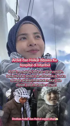 Issewel rentap hijabnya, tapi sahabat penjaranya menghadiahkan sehelai baju untuk menutup maruah dan auratnya..  Tak terkata, betapa kejamnya Issewel laknatullah ni 🔥 Mereka tumbuk muka awak ardell, rentap hijab awak, apa lagi.. Allahu No wonder, bila tengok vd awak it seems like something happened,  Cannot imagine how you're feeling  Syafahallah Ardell semoga cepat sihat dgn rahmat kesembuhan dari Allah  Ardell, you're truly strong!  Allah gives trials to all His servants but — “Allah gives hardest trials to His strongest servants” Allah pilih awk bcoz you're such an amazing woman ✨ #GlobalSumudFlotilla #freepalestine #nomoresiege #nomoresilence #issewelkoyak 
