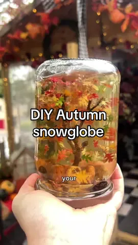 How CUTE IS THIS autumn snow globe 🤭🤗🍁🍂#diyautumn #diyautumndecor #diysnowglobe 