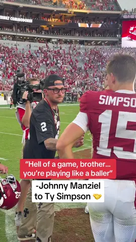 Johnny Manziel shows love to Ty Simpson after Bama beat Vandy ❤️ (via MatthewMason__/X) #cfb #CollegeFootball #johnnymanziel #alabama 