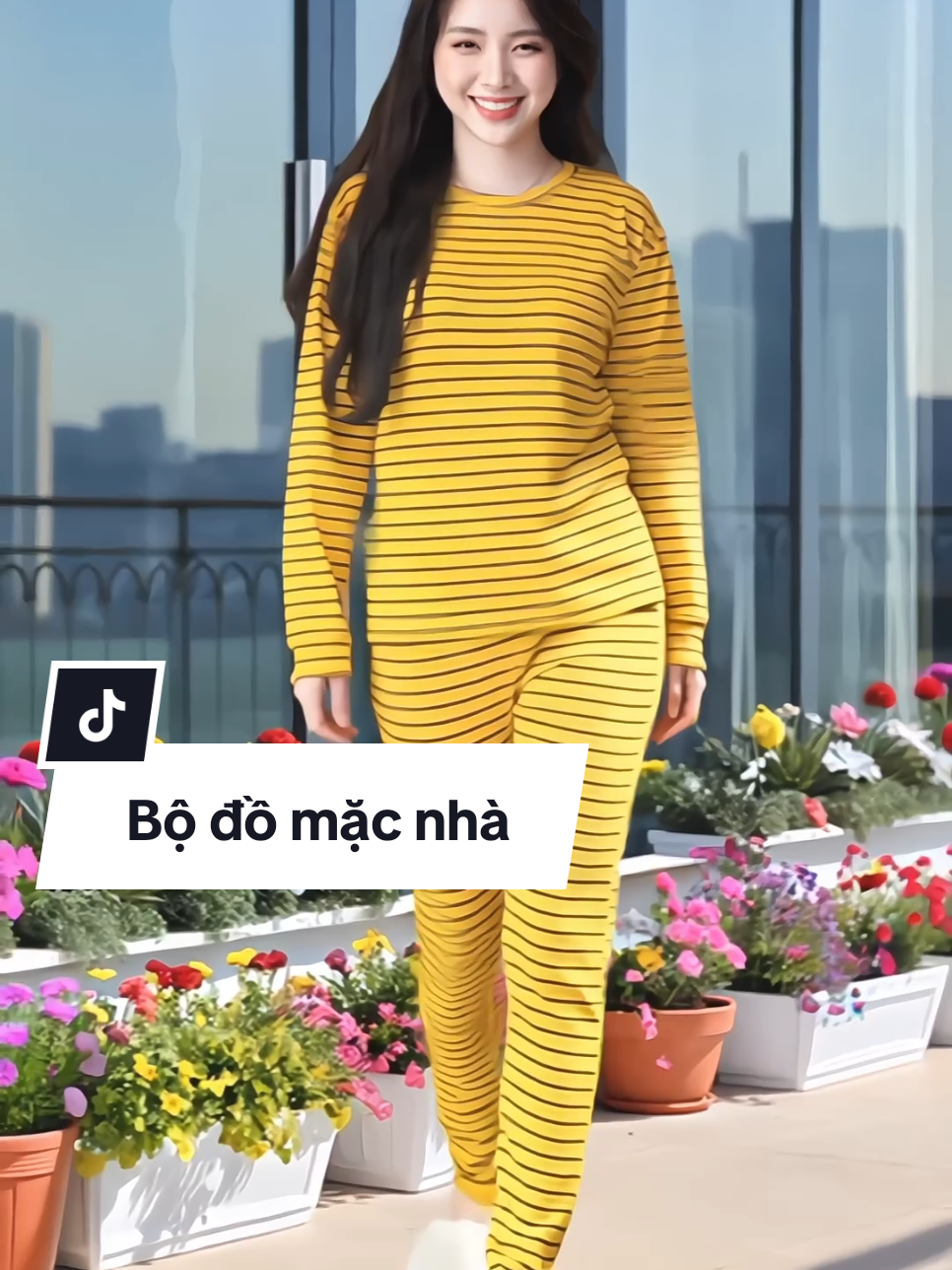 Bộ đồ mặc nhà nữ xinh xắn, áo cổ tròn kèm quần baggy thoải mái tôn dáng, chất tăm lạnh dài tay co dãn êm mịn #bodonu #bomacnhanu #setdomacnha #bodongu #xuhuong 