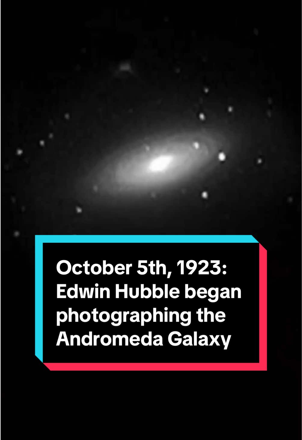 Today in California History: On October 5th, 1923, Caltech astronomer Edwin Hubble began photographing the Andromeda Galaxy at Mt. Wilson Observatory near Pasadena 🌌🔭   His image proved the universe was bigger than anyone imagined; a discovery that revolutionized astronomy.   Follow for your daily dose of California history 👇   #FooHowser #YourHistoryHomie #CaliforniaHistory #TodayInCaliforniaHistory #EdwinHubble   Images: Andrew Dunn (CC BY-SA 2.0)   All images are historical or stylized to match the subject matter.   All content is researched, written, and edited by me.