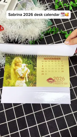 Each month is a pic with her event in this year 💖📆 #sabrinacarpenter #calendar2026 #deskcalendar #mansbestfreind #sabrina 