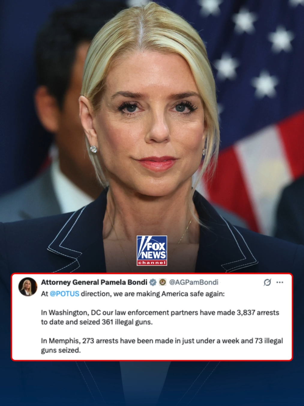'MAKING AMERICA SAFE AGAIN': AG Pam Bondi releases the latest law enforcement stats in US cities as President Trump cracks down on crime.