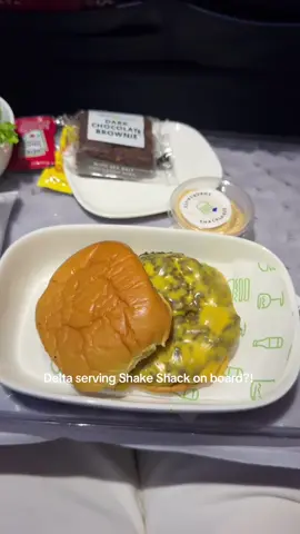 Delta serving Shake Shack on board 🍔✈️ #DeltaAirlines #ShakeShack #InFlightMeal #TravelTok #FoodieTravel     