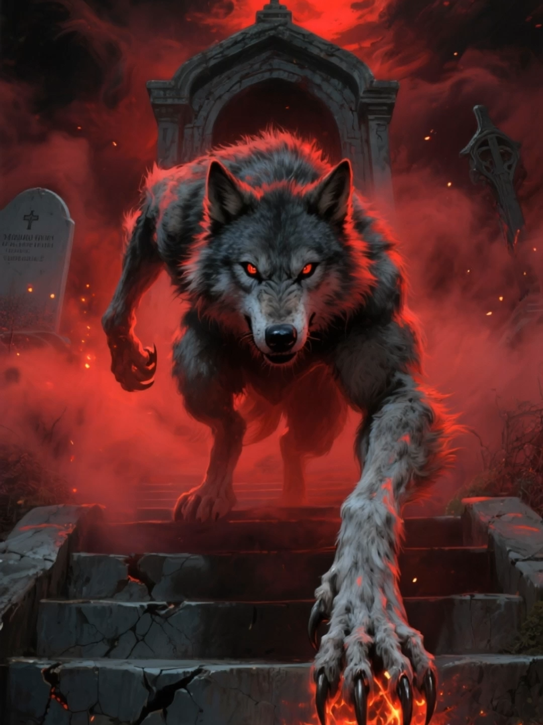 Live Wallpaper | Werewolf #werewolf #spookyseason #livewallpaper #halloweenmonster #horrorvibes #darkaesthetic #darkfantasy #aivideo #redmoon #wallpapervideo #phonewallpaper