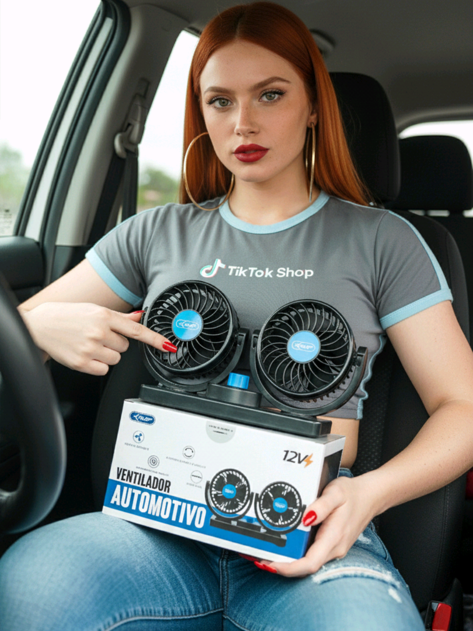 🚘 Ventilador Duplo para Carro aqui no TikTok Shop! 🛒 #ventiladorduplo #ventilador  #carros #tiktokshop 