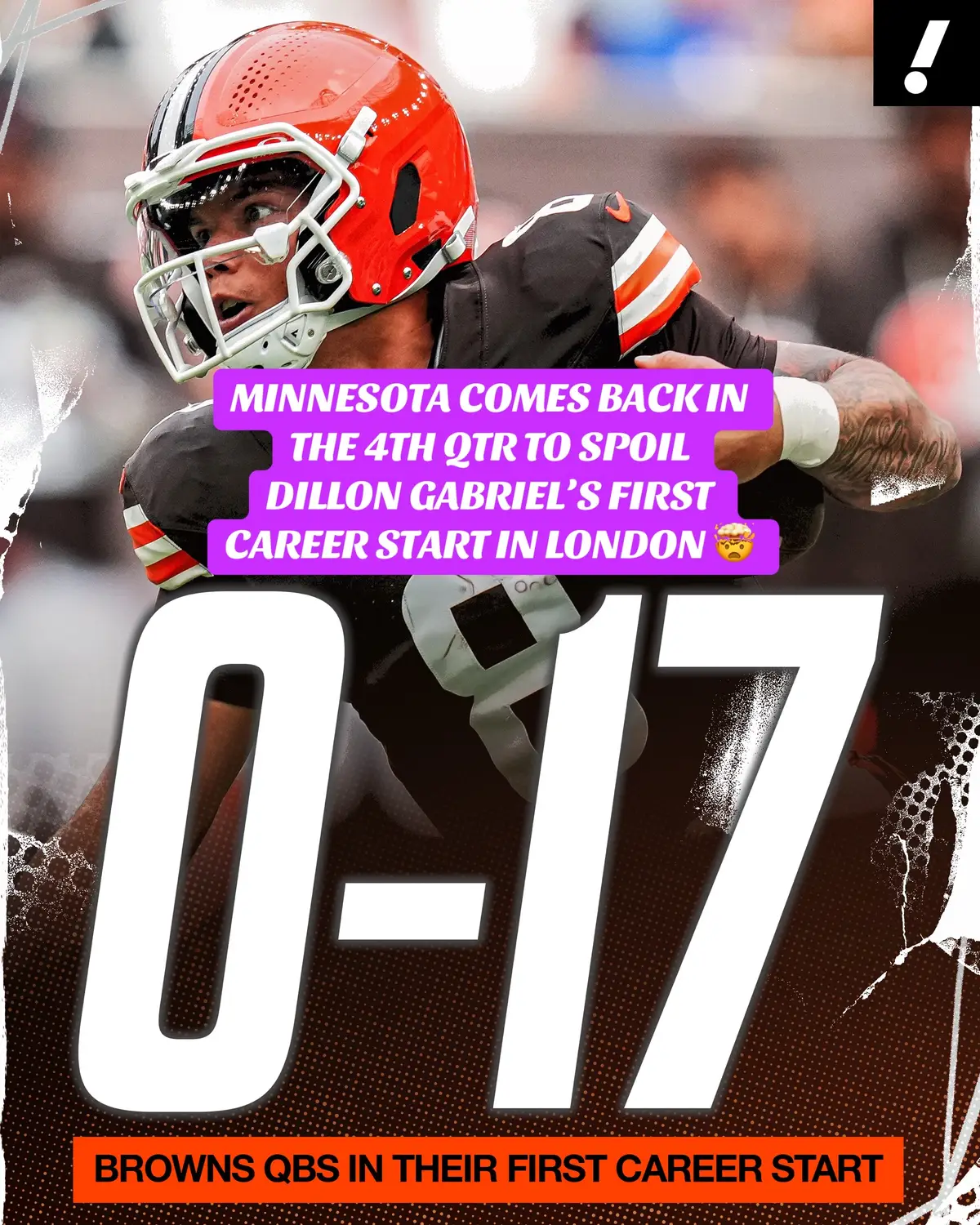 #Browns quarterbacks continue to struggle in their first career starts 😳 #dillongabriel #nfl #football #vikings 