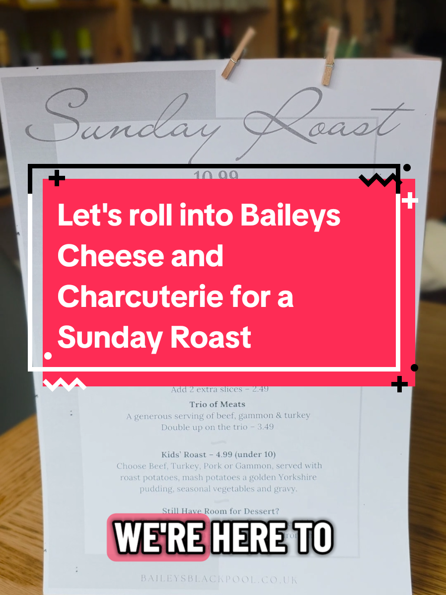 Let's roll into @Baileys Cheese & Charcuterie to try their brand new Sunday roast, available every Sunday! #sundayroast #baileysofblackpool #blackpool #wheretoeatinblackpool #foodreview 