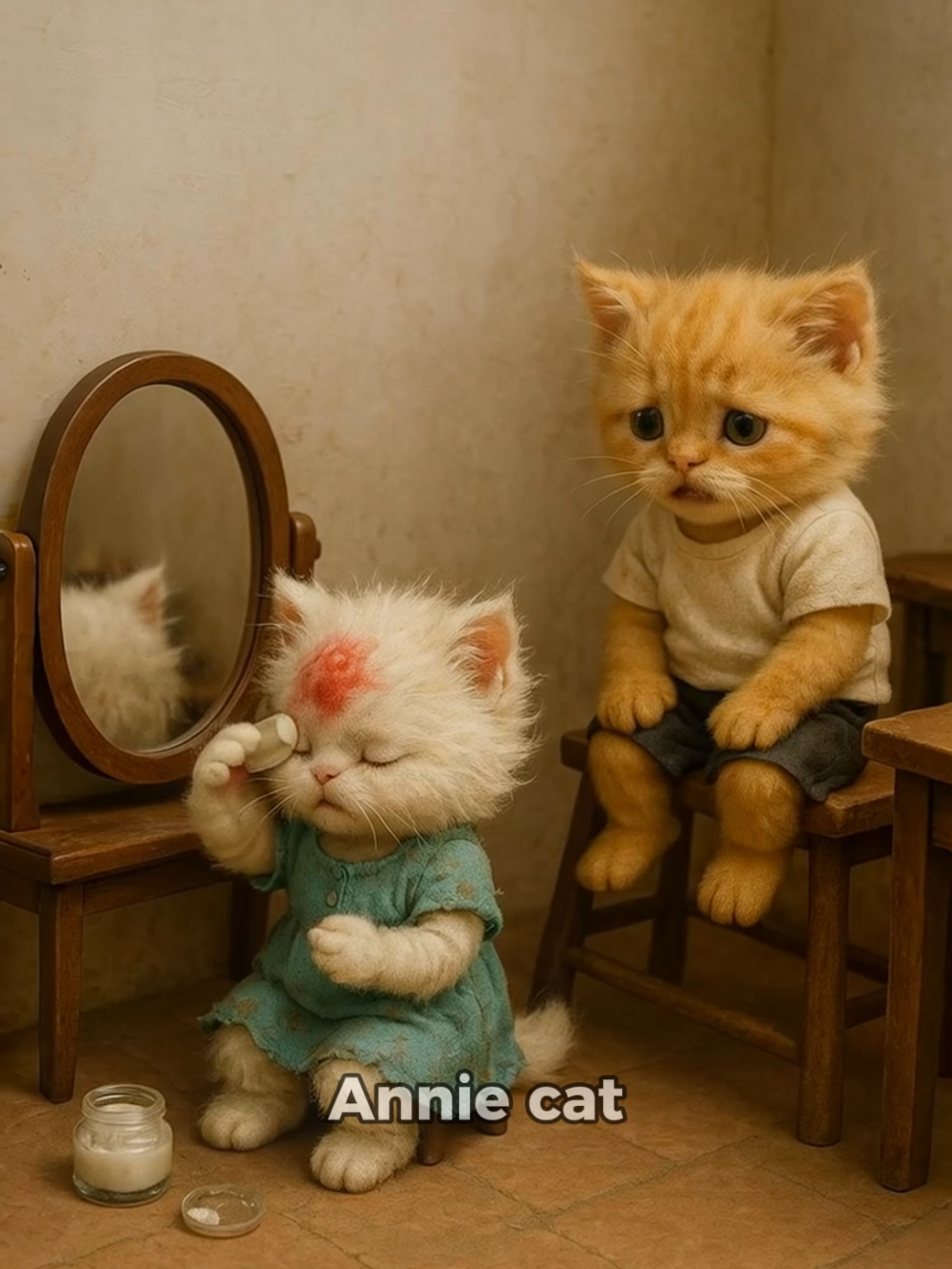 The cat slipped and dropped a glass cup on his sister's head.#cartoon #fyp #animation #foryoupage #viral #ai #cat #poorcat #sad #aicat #baby 