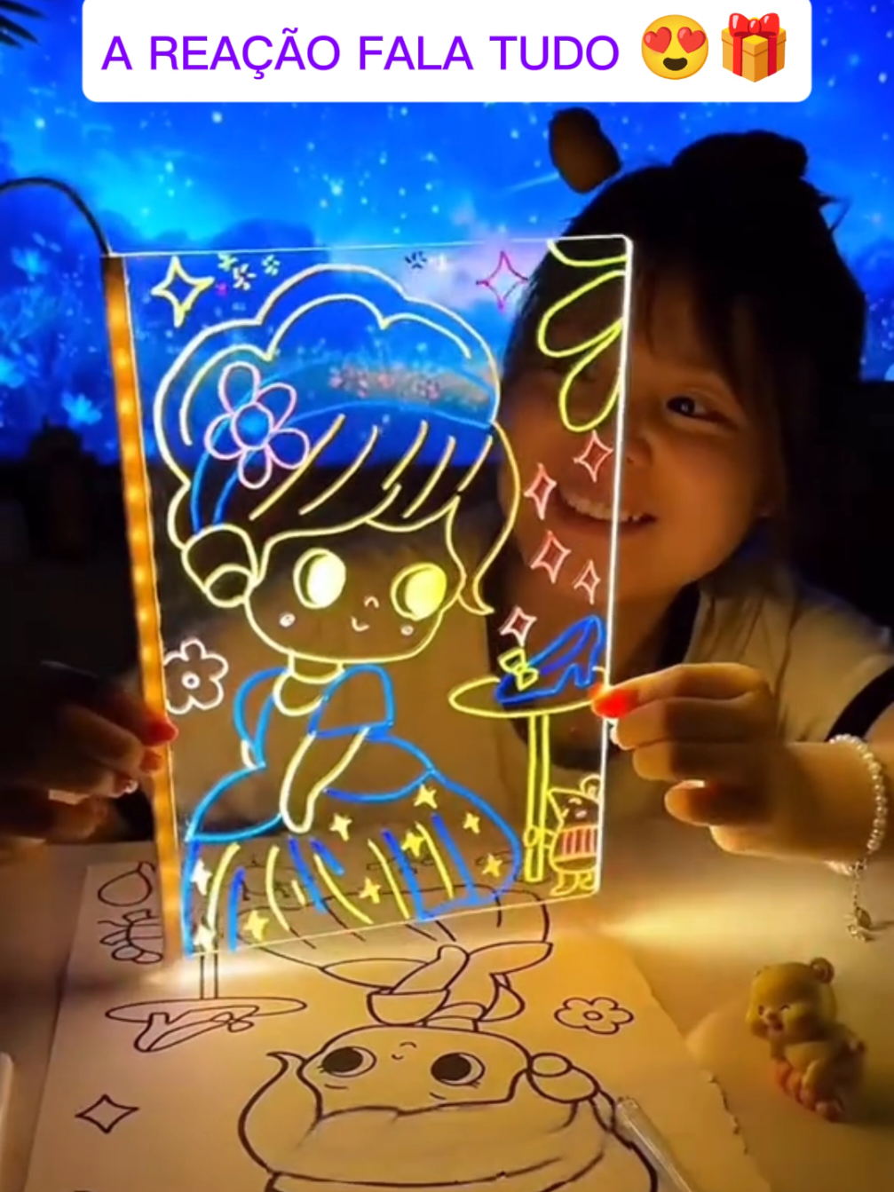 Essa lousa mágica de LED vai deixar seu filho muito feliz ✨ #diadascrianças #presentedodia #brinquedoseducativos #criatividade #tiktokshop 