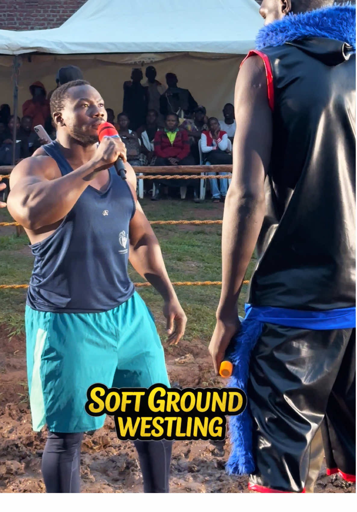Jallah trophy face off with Bradly from Kenya at soft ground westling #WWE #westling #virialvideo @softgroundwrestlingugand @Bradley The Genz Goliath @Jallah Trophy 