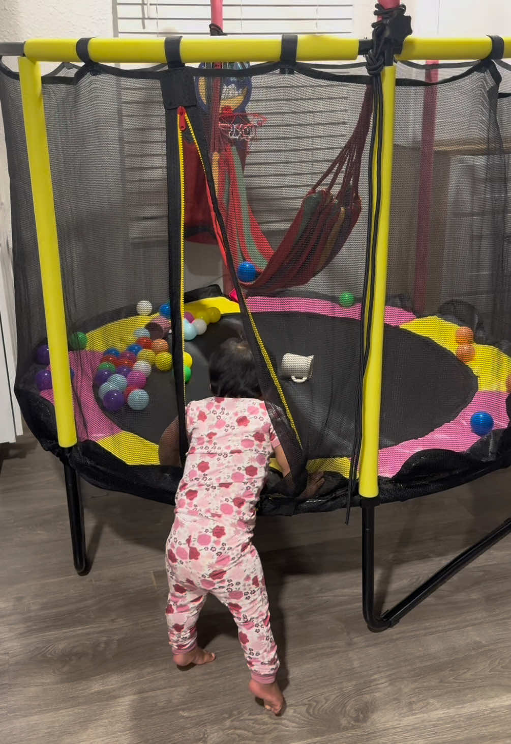 My baby every night as soon as she hears it’s time to go to bed 🤣 #trampoline #babyfun #trampolinefun #foryoupage #toddlersoftiktok 
