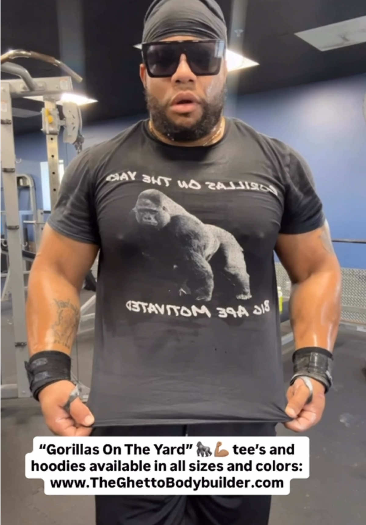its not just merch, its a LIFESTYLE‼️ #ghettobodybuilder #gym #workout #gorilla #ape 
