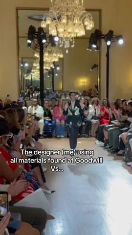 Was so excited to do this trend with my NYFW show with @ShopGoodwill.com #fashiondesigner #nyfw #goodwill #upcycling #thriftflip 