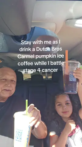 This Carmel pumpkin ice coffee is good! Jayla is drinking Poppin' Boba Berry Lemonad. Thank you all for your support through my cancer journey! You are appreciated! #Stage4cancer #Metastatic #Mydailylifewithcancer #Dutchbros #Fyp