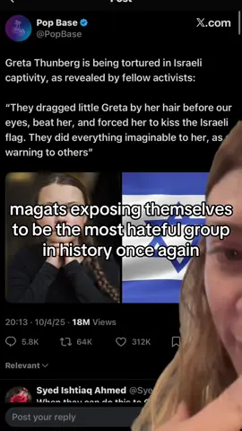 the party of hate and illiteracy 🤡 their reactions to greta thunberg, a humans rights activist, getting kidnapped and humiliated by israeli forces is sickening. look at the comments on my video and see who these evil people are. #fypシ゚viral #fypシ #israel #maga #taylorswift 