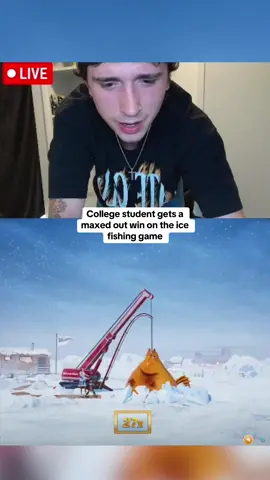 College student gets a maxed out win on the ice fishing game #kickstreaming 