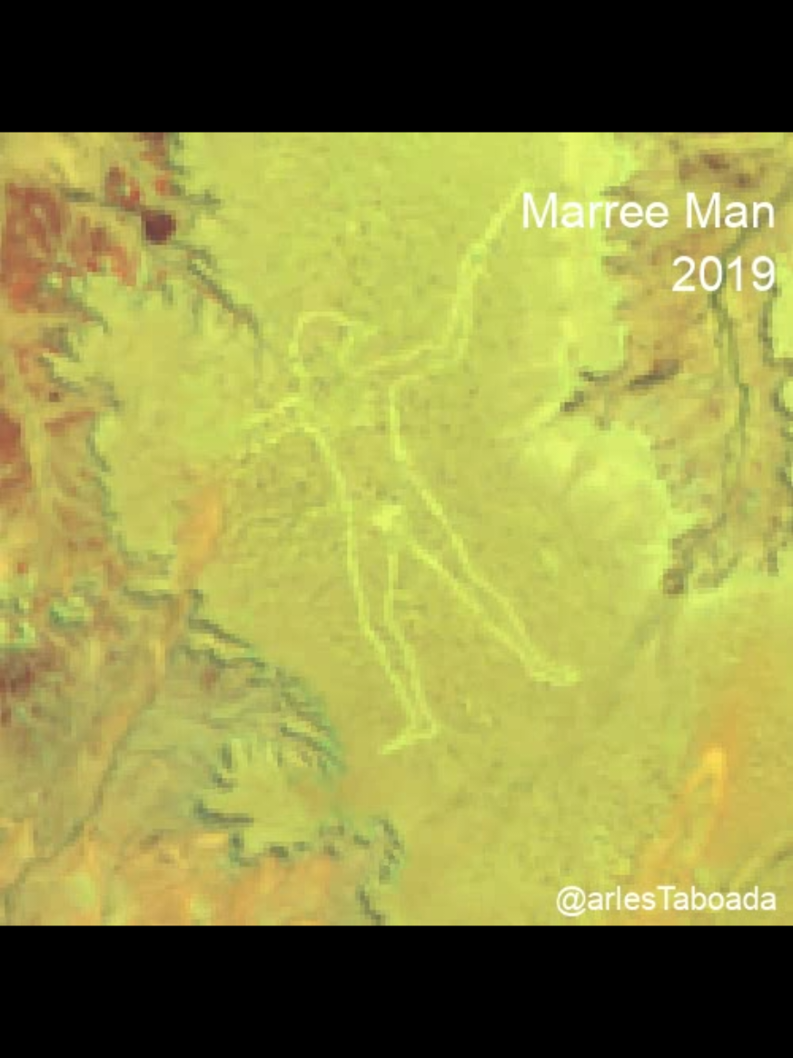 El Hombre de Marree: el misterio de la figura gigante que apareció en un desierto de Australia. Se cree que la enorme figura de 4,2 km de altura, situada en una remota altiplanicie en el estado de Australia Meridional, corresponde a un cazador aborigen. Fuente:bbc #Australia
