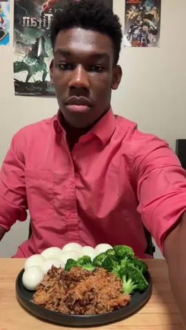 Rice with shredded beef, broccoli and 8 eggs. Had some cantaloupe after that. Video is in 3x speed 