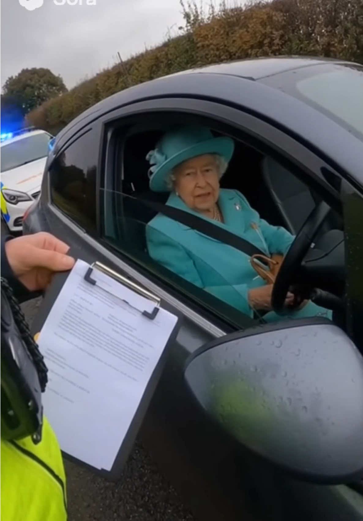 Lizzy got pulled 50 over the limit 👀 #queen #cars #carmemes #england #police 