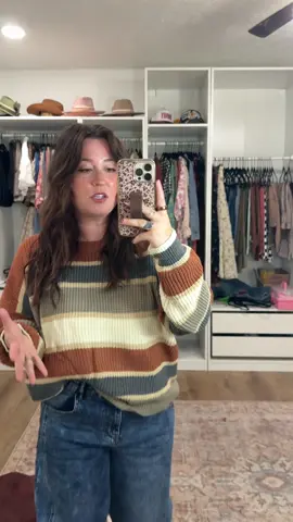 the best stripe sweater for fall!!! 🍂🤎🍂🤎 #stripesweater #fallsweater #sweaterweather #sweateroutfit 