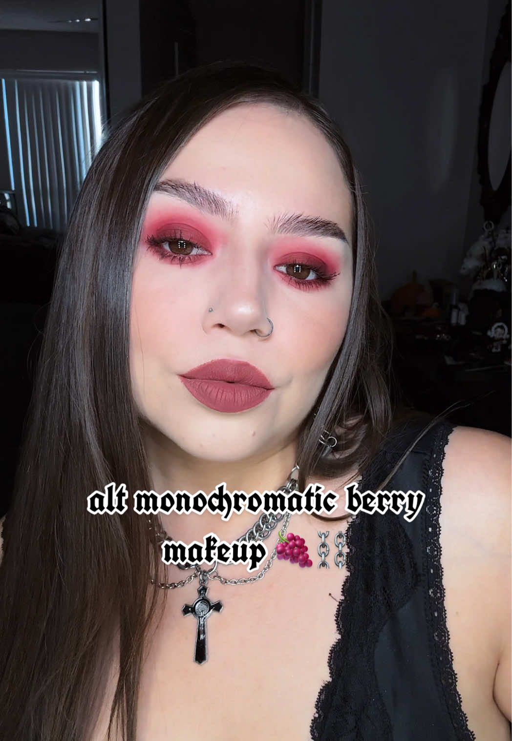 berry tones for fall? shocking! but i love it and i loveee monochromatic looks 🍇 @ColourPop Cosmetics matte about hue palette, ‘joy ride’ eyeliner, shrek ‘fairytale things’ blush & shrek mascara  @Black Moon Cosmetics ‘wrath’ & ‘deranged’ liquid lipstick  #fallmakeup #monochromaticmakeup #altmakeup #makeuptutorial #fallaesthetic 
