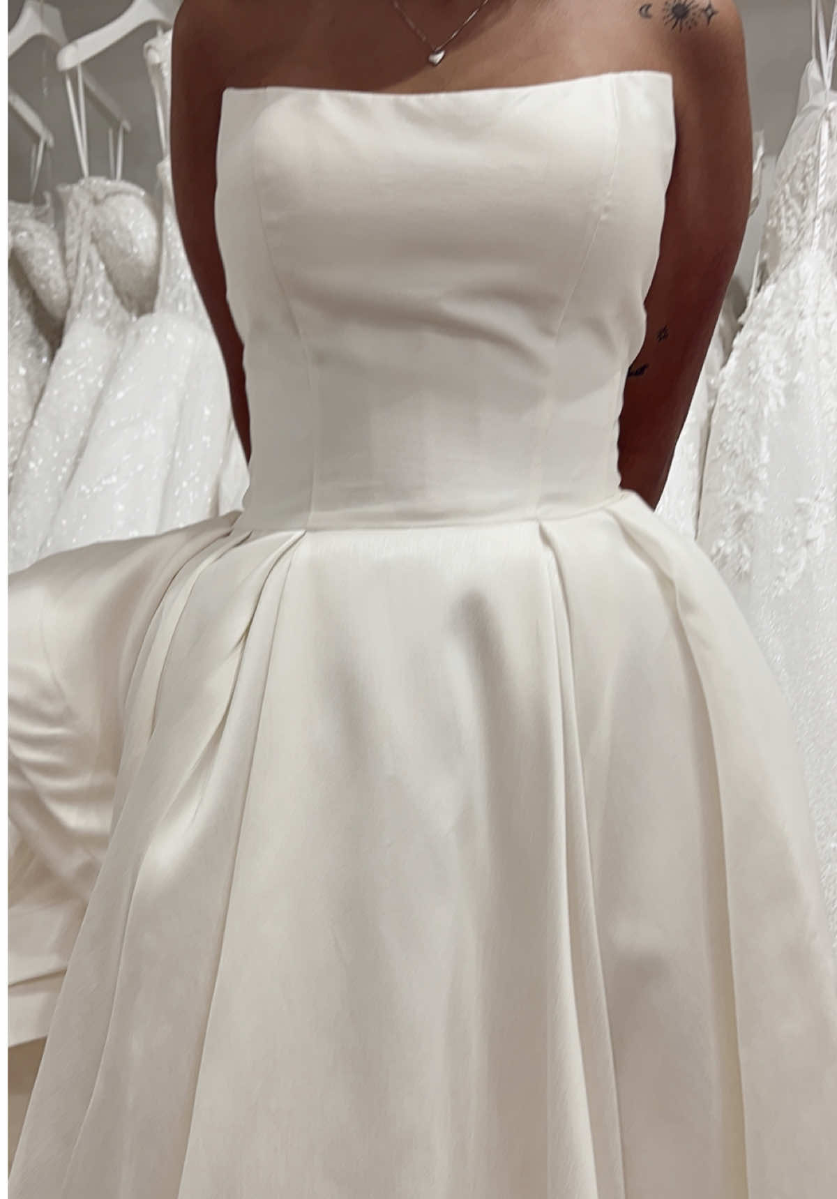 If Taylor Swift were to walk down the aisle, THIS is the gown she’d wear 🤍 — a timeless classic with a dramatic long train that Myrna knows you’ll love too.  Comment below if you could see Taylor in this look, or book your appointment to try it on yourself at Bri’Zan Couture!  #TaylorSwiftBridal #BrizanBride #ClassicBridalStyle #LuxuryBridal #LongTrainGown    