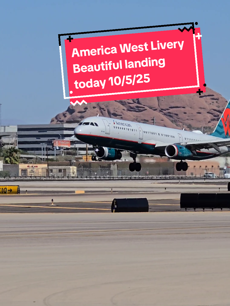 What a beautiful landing today with the America West retro livery. Happened earlier today in  Phoenix on runway 26R. The flight was coming from Denver. #livery #aviationlovers #pilotlife #a321 #rampagent 