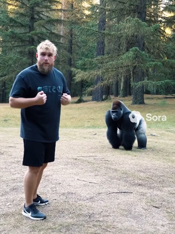 Jake Paul Tries to Take on a Gorilla #jakepaul #gorilla #fyp #ai #sora #sora2