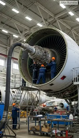 TU-95 aircraft's propeller was activated when it was not disconnected from the pipe #factorywork #mashinework #engineering #menufactory #usa 
