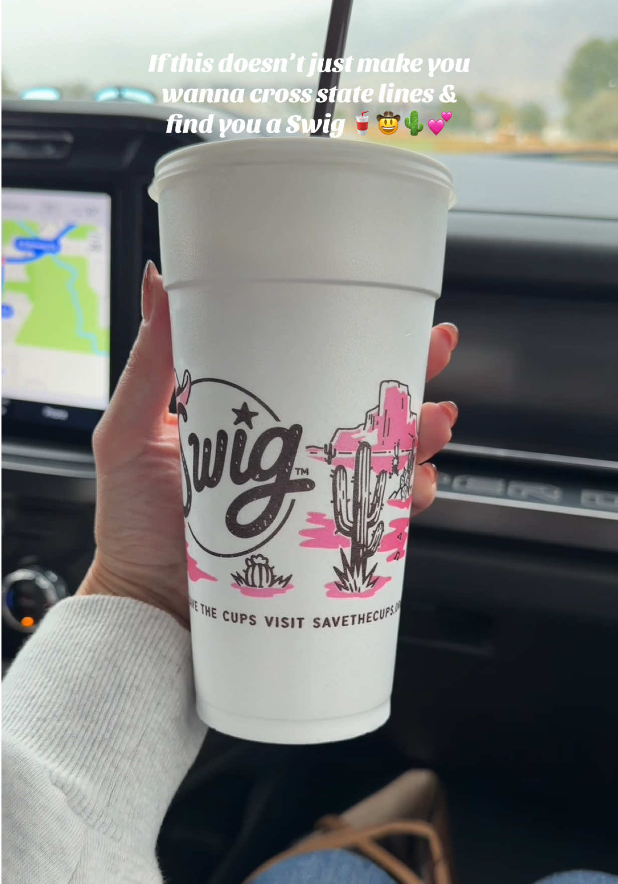 My husbands truck is basically a rollercoaster 💁🏼‍♀️ @Swig we loveeee you for this! Make it into a tumbler 🙏🏼 #swigdrinks #dirtysoda #BreastCancerAwareness #utah 