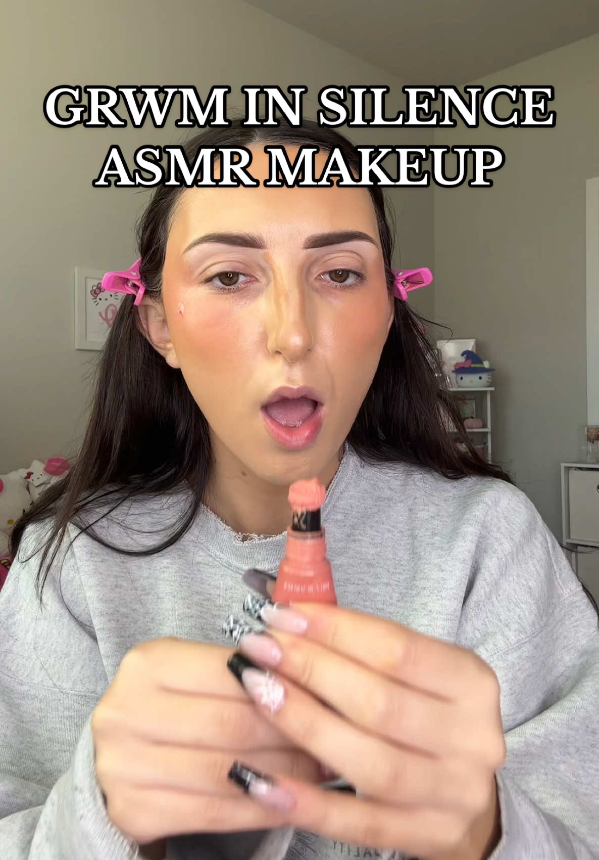 Replying to @Vyxsin69 this is the longest you’ll ever have me NOT speak 😭 kinda love this ASMR makeup moment Products From: @Bobbi Brown @Huda Beauty @NARS Cosmetics @loréal paris usa @Saie @Nudestix @Milani Cosmetics @IT Cosmetics @YSL Beauty @Rare Beauty @essence.cosmetics @L.A. Girl Cosmetics @buxomcosmetics @Benefit Cosmetics @Diorbeauty   #asmrmakeup #asmrmakeupapplication #grwminsilence #quietgrwm #notalkinggrwm 